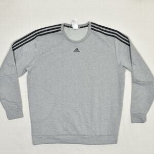 Adidas Men's Pullover Sweatshirt Crew Neck Long Sleeve Polyester Gray Size XL